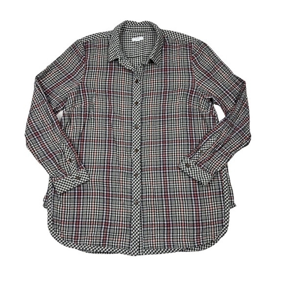J. Jill Black and White Plaid Button Down Shirt NWOT Size Large - Picture 3 of 7